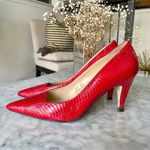 Red Snakeskin Heels